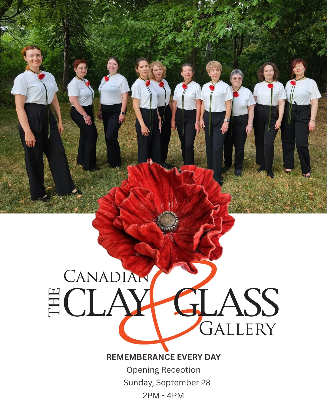 The Sunday Singers Choir wearing handmade porcelain poppies for the Remembrance Every Day performance
